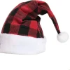 12pcs Red Velvet Plush Plaid Christmas Hat
