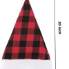 12pcs Red Velvet Plush Plaid Christmas Hat