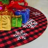 Red and Black Plaid Tree Skirt with Snowflake 36in