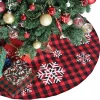 Red and Black Plaid Tree Skirt with Snowflake 36in
