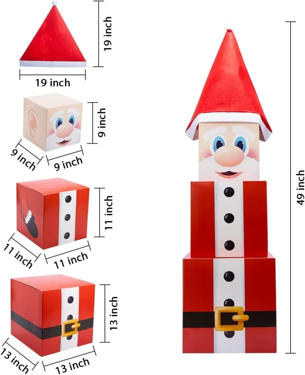 3pcs Christmas Santa  Stacking Boxes with Lids