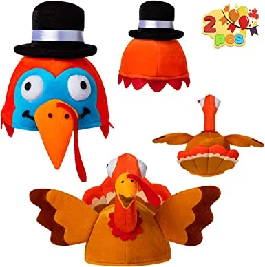 2Pcs Silly Wacky Turkey Hat