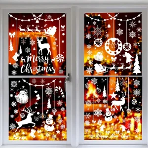 243pcs Christmas Snowflake Window Clings 8 Sheets