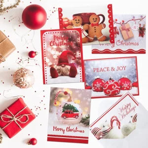 72pcs Red Marshmallow Snowman Christmas Cards