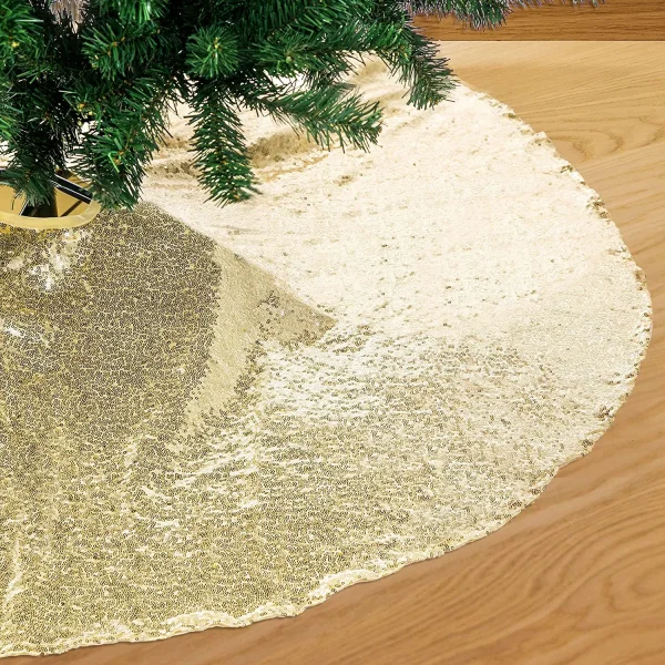 Gold Sequin Christmas Tree Skirt 48in