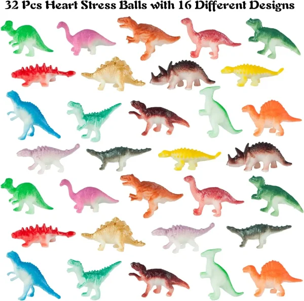 32Pcs Kids Valentines Cards with Dinosaur in Boxes