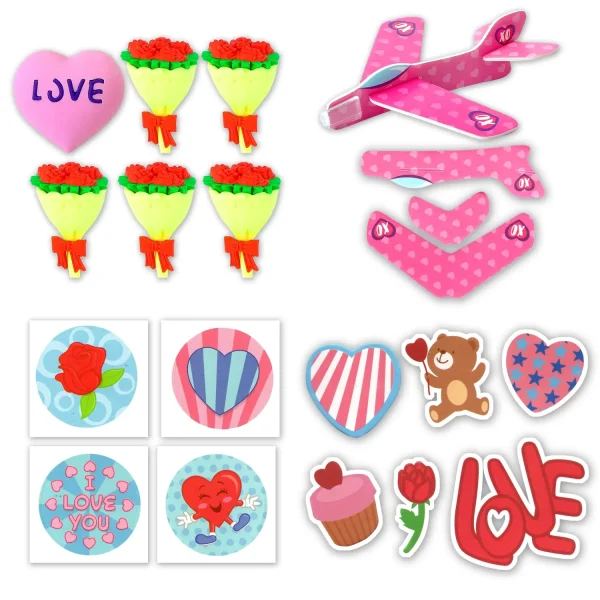 28Pcs Pre-filled Valentines Goodie Bags with Mixed Stuffs
