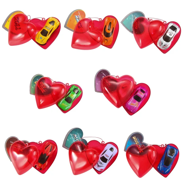 28Pcs Prefilled Hearts with Diecast Cars and Valentines Day Cards for Kids-Classroom Exchange Gifts
