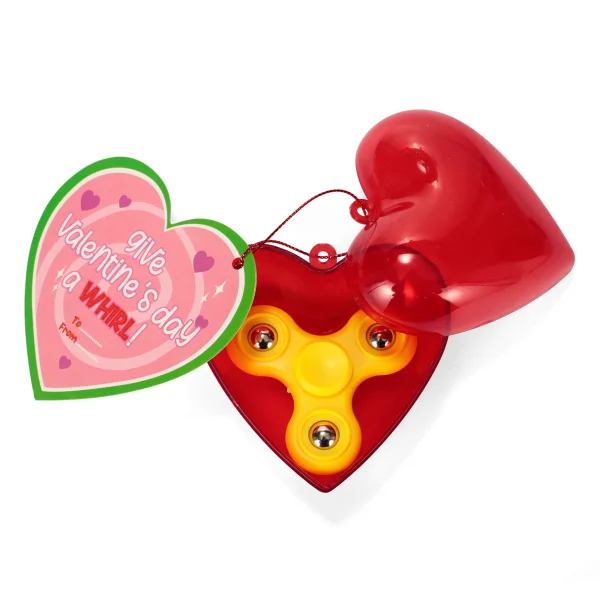 20Pcs Red Prefilled Hearts with  Spinner with Valentines Day Cards for Kids-Classroom Exchange Gifts