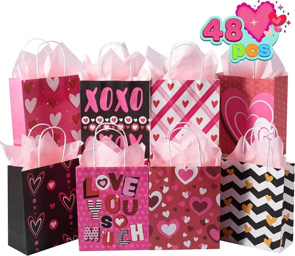 48Pcs Red Pink Gift Bags