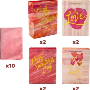 8Pcs Valentines Day Gift Bags with Tissue Paper