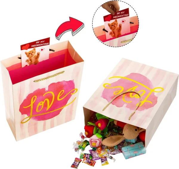8Pcs Valentines Day Gift Bags with Tissue Paper