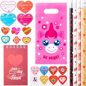 96Pcs Stationery Set with Valentines Day Cards for Kids-Classroom Exchange Gifts