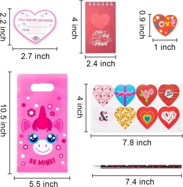 196Pcs Stationery Set with Valentines Day Cards for Kids-Classroom Exchange Gifts