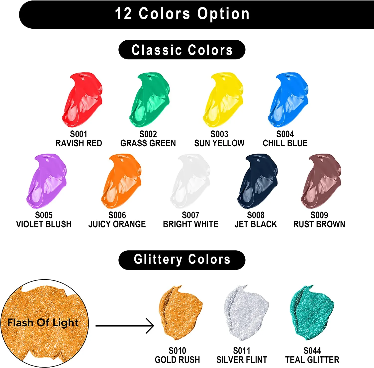 Colorations Washable Kids Glitter Paint Set - 4 oz (Pack of 6