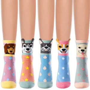 5pcs Womens Animal Dog Socks
