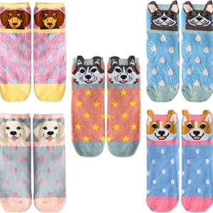 5pcs Womens Animal Dog Socks