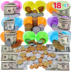 18pcs Prefilled Easter Eggs with Pretend Money