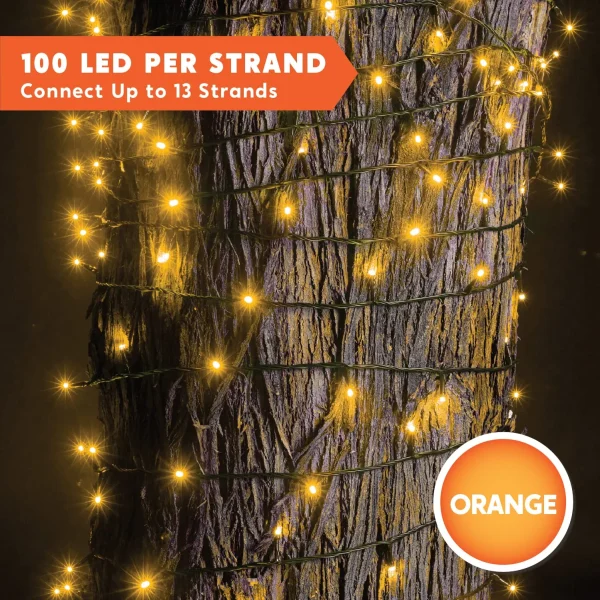 100-Count Orange Halloween LED String Lights 32.4ft