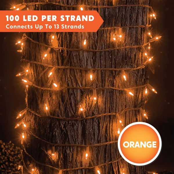 100-Count Orange LED Halloween String Lights 32.4ft