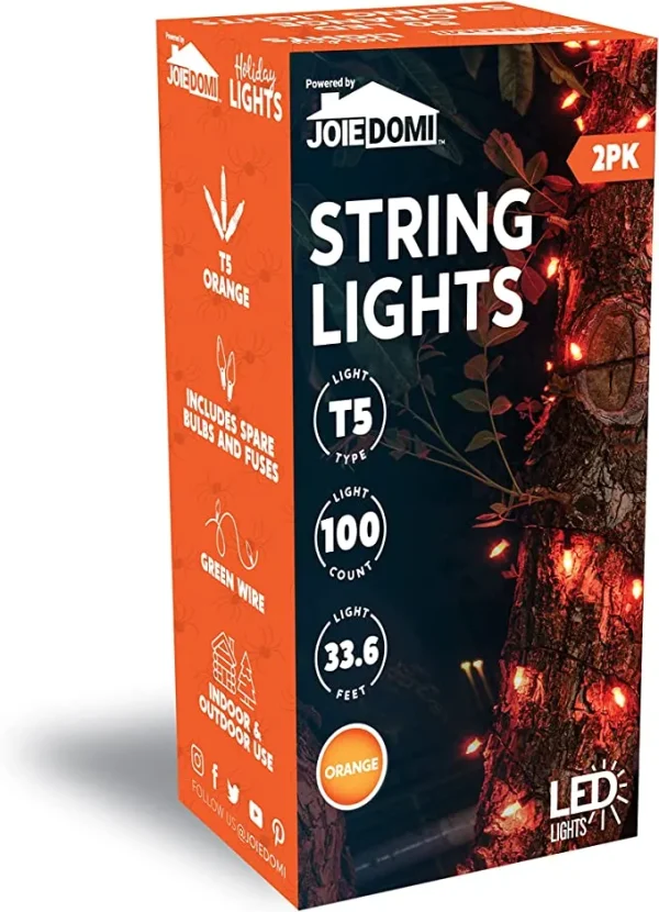 100-Count Orange LED Halloween String Lights 34.6ft