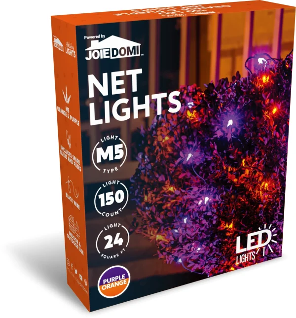 100 LED Orange and Purple Halloween Net Lights