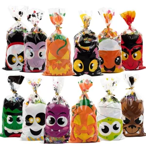 108Pcs Halloween Cellophane Bags with Twist Tie