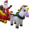 6ft Inflatable LED Unicorn Pulling Santa's Sleigh