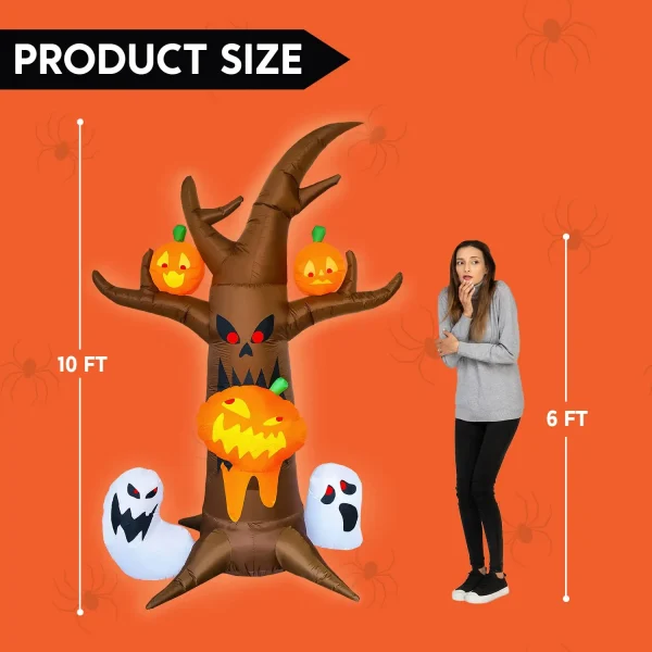 10ft Inflatable Halloween Tree Biting a Pumpkin