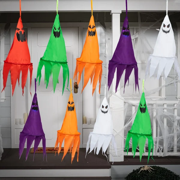 10pcs Light Up Halloween Hanging Ghost Decoration 24in