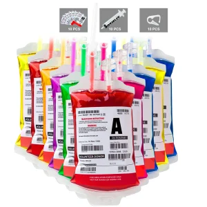 10pcs Reusable Halloween Blood Bags with Syringe