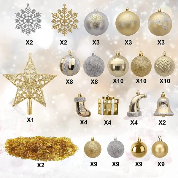 112pcs Gold and Silver Christmas Ornament Balls