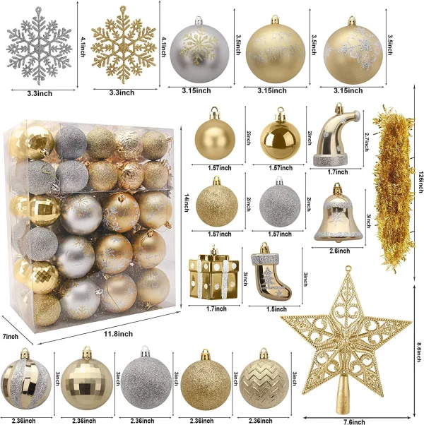 112pcs Gold and Silver Christmas Ornament Balls