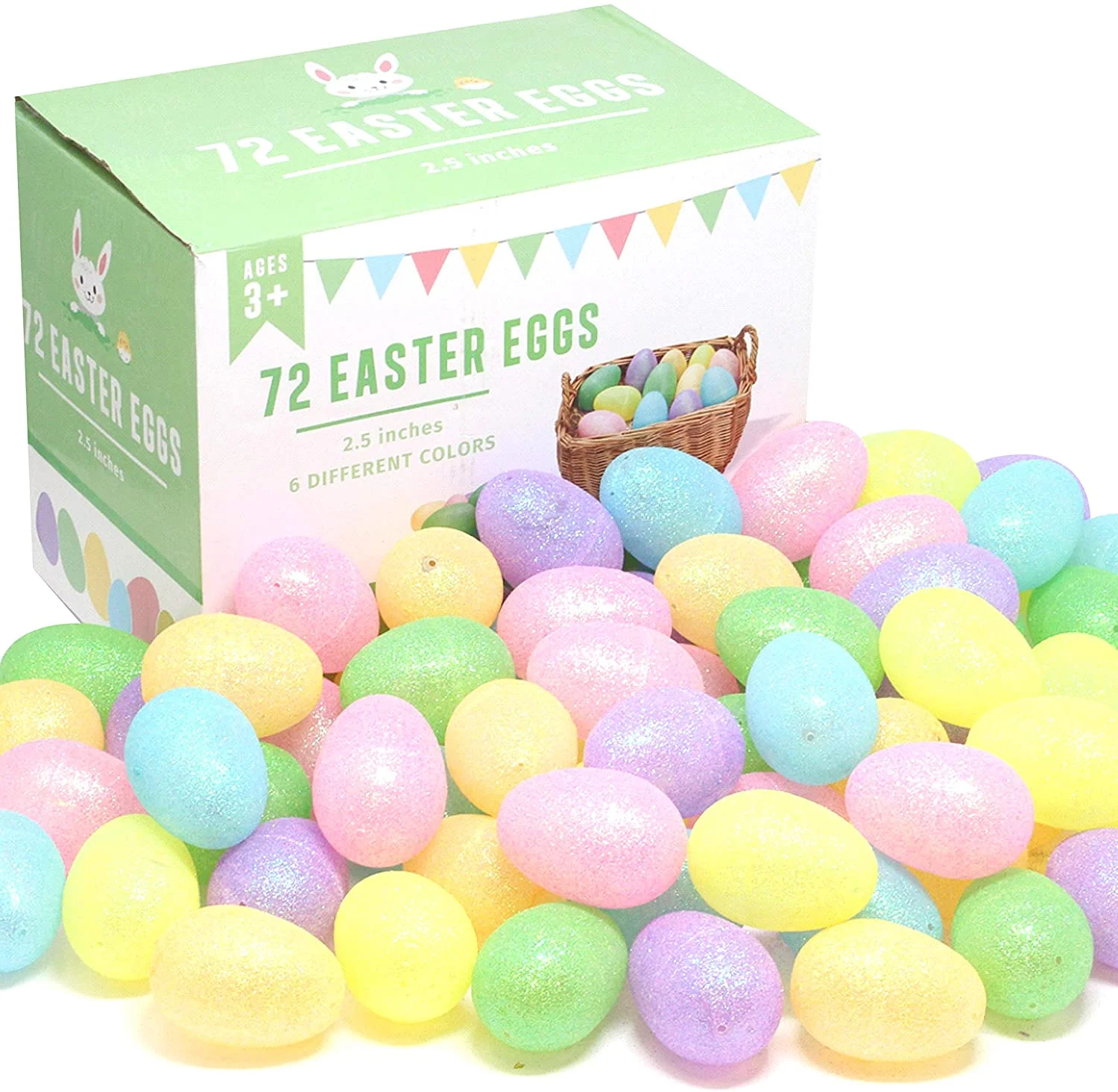 72Pcs Glittering Colorful Assortment Easter Egg Shells