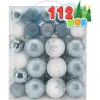 112pcs Baby Blue and White Christmas Ornaments