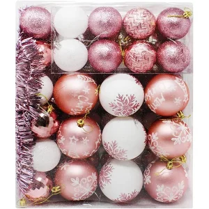112pcs Rose Gold and White Christmas Ball Ornaments