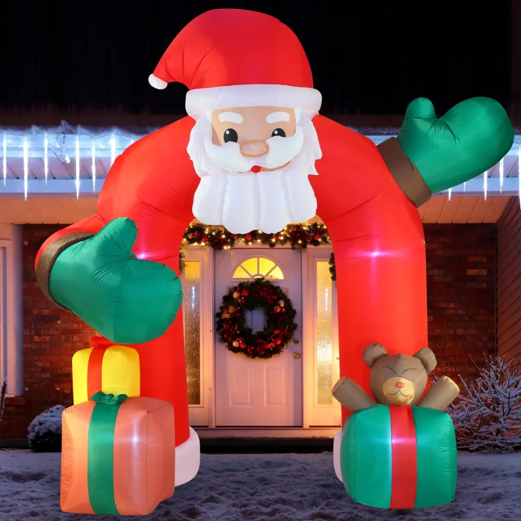 Santa claus with gift boxes inflatable archway
