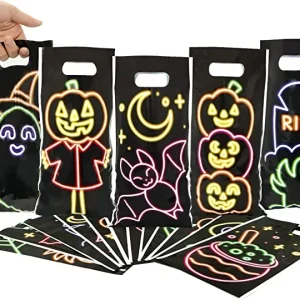 72pcs 12 Characters Neon Halloween Treat Bags