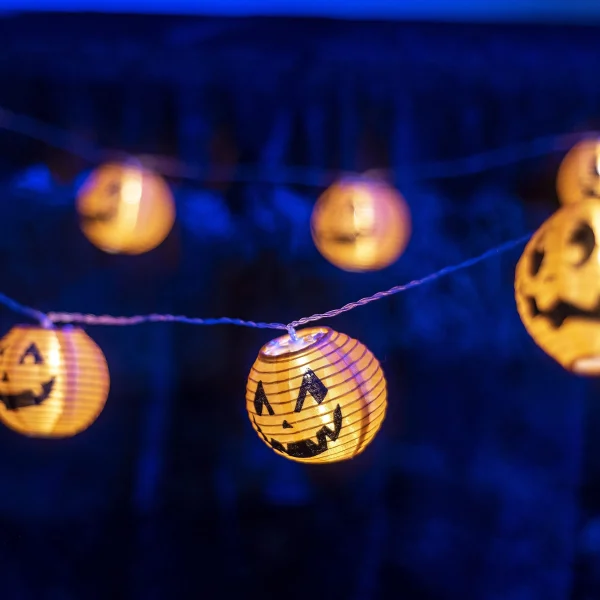 12-Count 9.84ft LED Orange Pumpkin Halloween String Lights