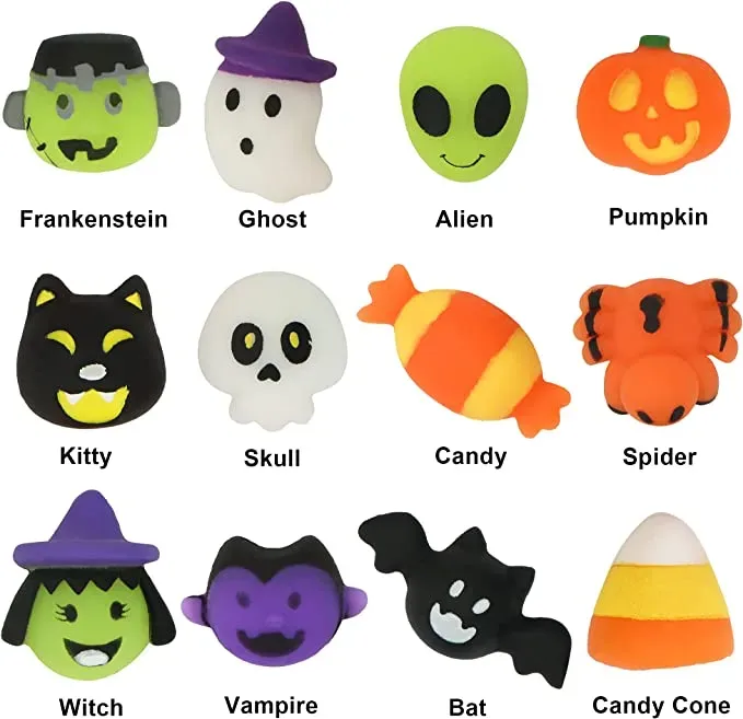 36Pcs Squishy Toys in Blind Bags with 12 Halloween Characters