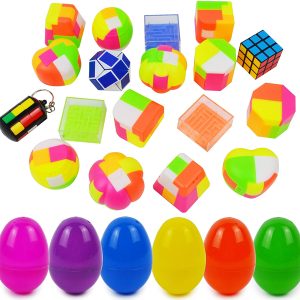 18pcs Prefilled Eggs with Plastic Brain Teaser Puzzles