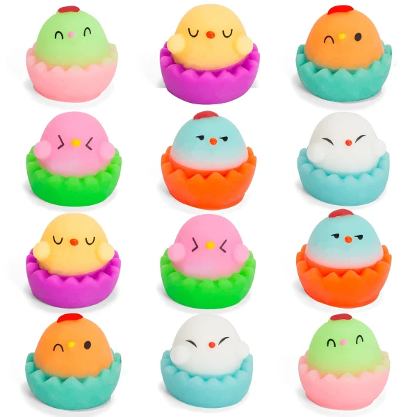 12Pcs 3.03in Mochi Chicken Squishy Toy Prefilled Easter Eggs for Easter Egg Hunt