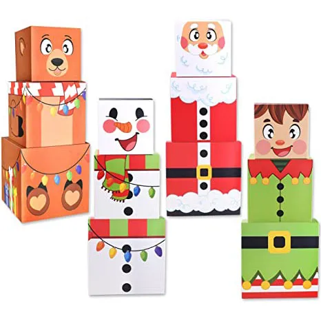 12pcs Stackable Christmas Characters Gift Boxes