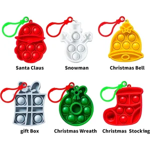 12Pcs Christmas Fidget Toy Stress Relief Set with 6 Designs 2in