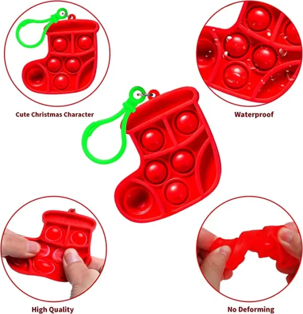 12pcs Christmas Silicone Sensory Bubble Push Bubble  Toy