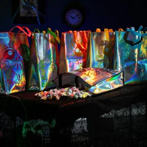 12Pcs Halloween Holographic Tote Bags