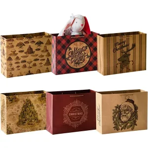 12pcs Christmas Kraft Paper Gift Bags