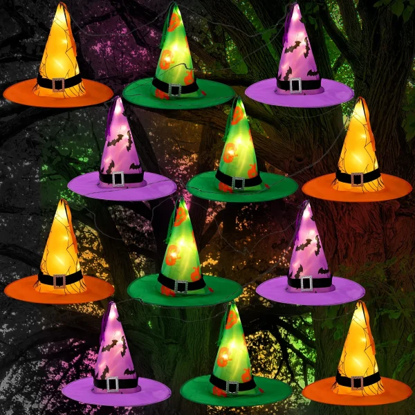 12Pcs Witch Hat String Lights