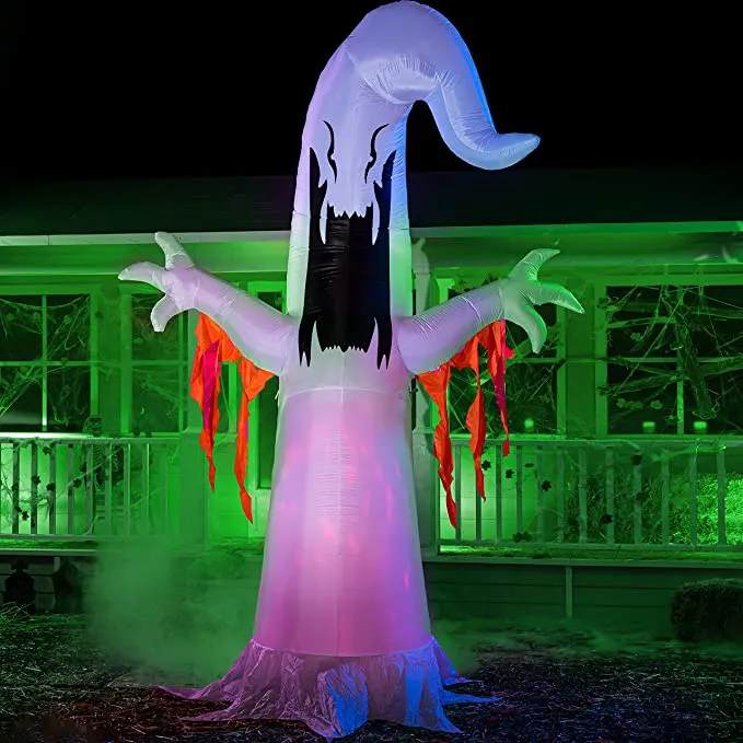 12ft Inflatable Ghost with Fire Light and Flaming Shreds