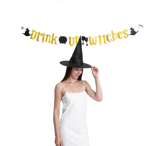 12pcs Halloween Black Witch Hats